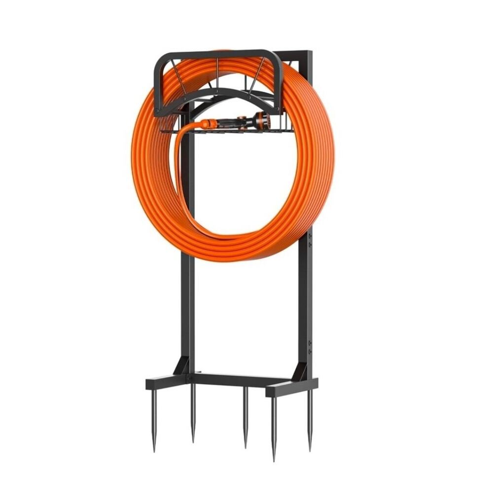 Heavy Duty Garden Hose Holder with 4 Spikes Freestanding Water Hose Storage Rack